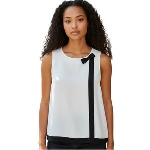 Cece White with‎ Black Bow Blouse Size Medium